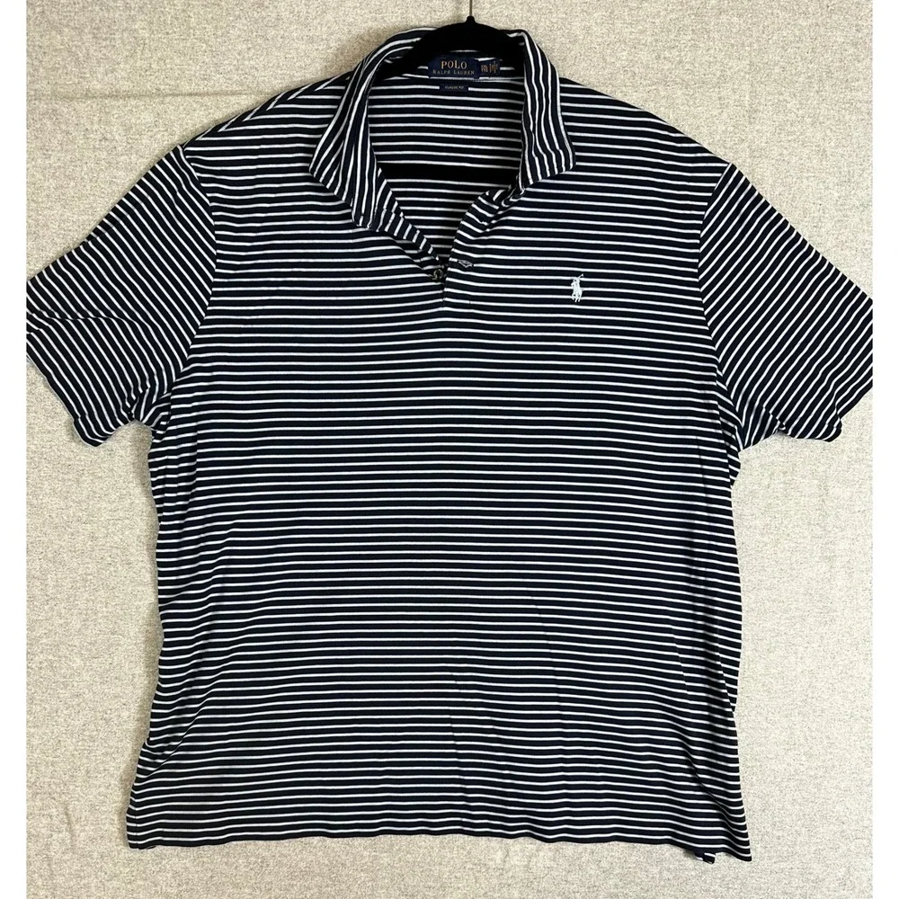 Polo Ralph Lauren Polo Shirt Mens XXL Navy Striped Classic Fit